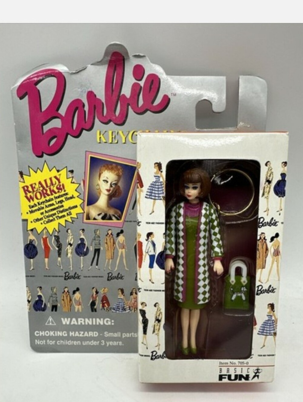 NEW! Viintage 1995 Barbie Poodle Parade Diamond-Print Coat Keychain W/Purse